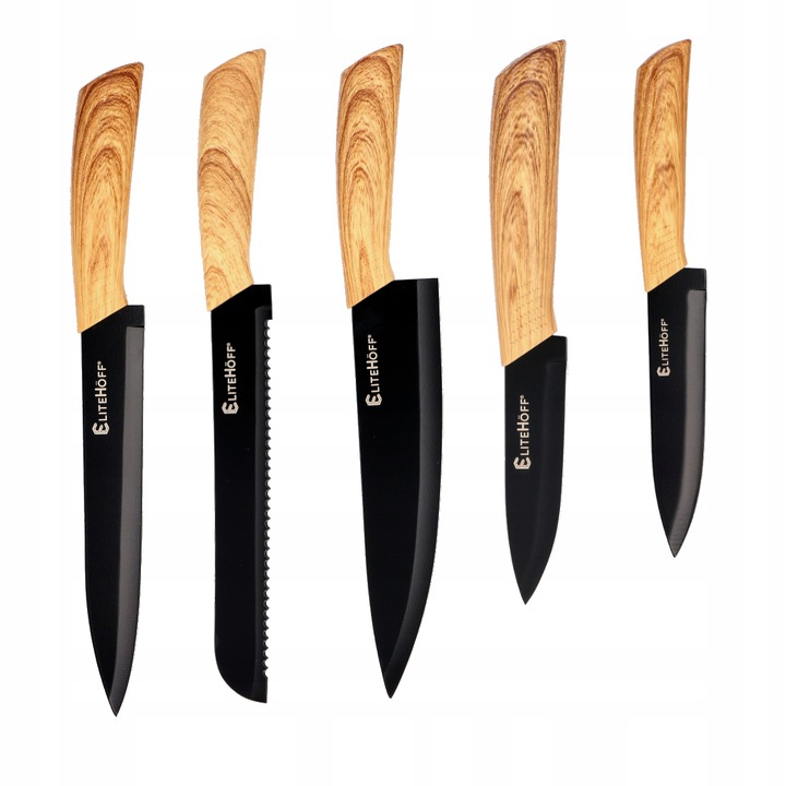 Sada 5 kuchynských nožov EliteHoff s magnetickou lištou E-6162