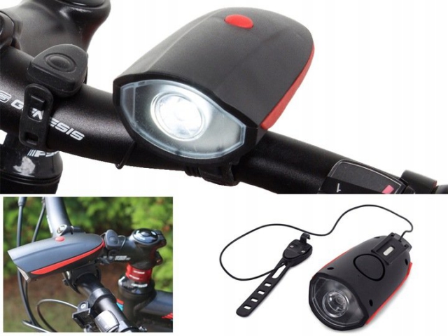 Nabíjateľné svetlo na bicykel s klaksónom BL-7588